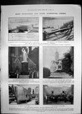 Antique Print Hydroplane Antoinette German Submarine Forest Fire France1906