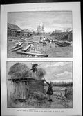 Old Siberia Stacking Wintter Fuel Forage Selivanaka Yenisei River 189 Victorian