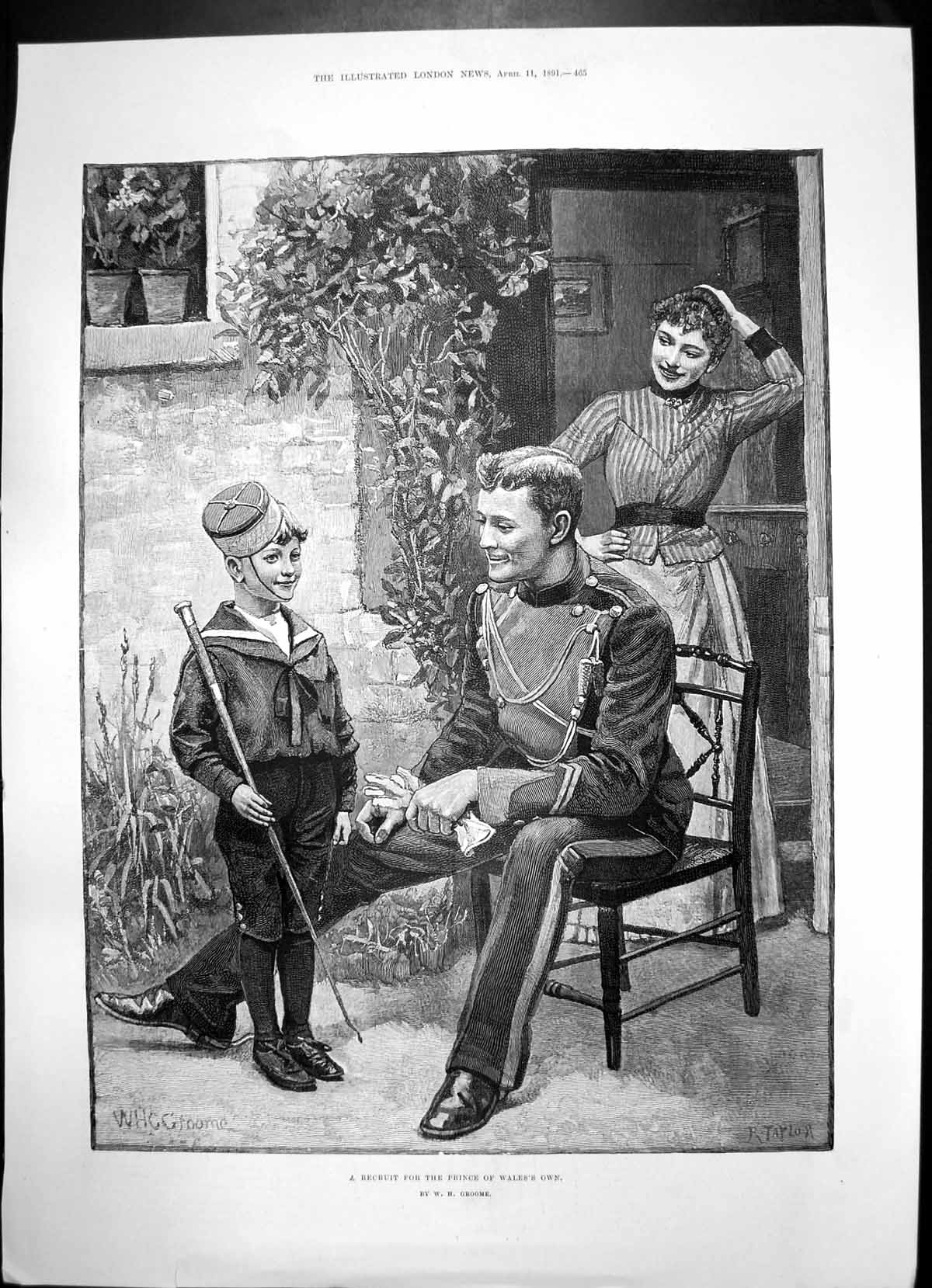 Antique Print Boy Dressed Sier Manifur F St Clair Grimwood Naga Chief 1891 19th
