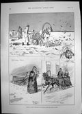 Old Antique Print Siberia Winter Snow Grasse Queens Residence Cannes 1891 19th