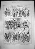 Antique Old Print Music Royal Navy Band Grasse Gourdon Gorges Du Loup 1891 19th