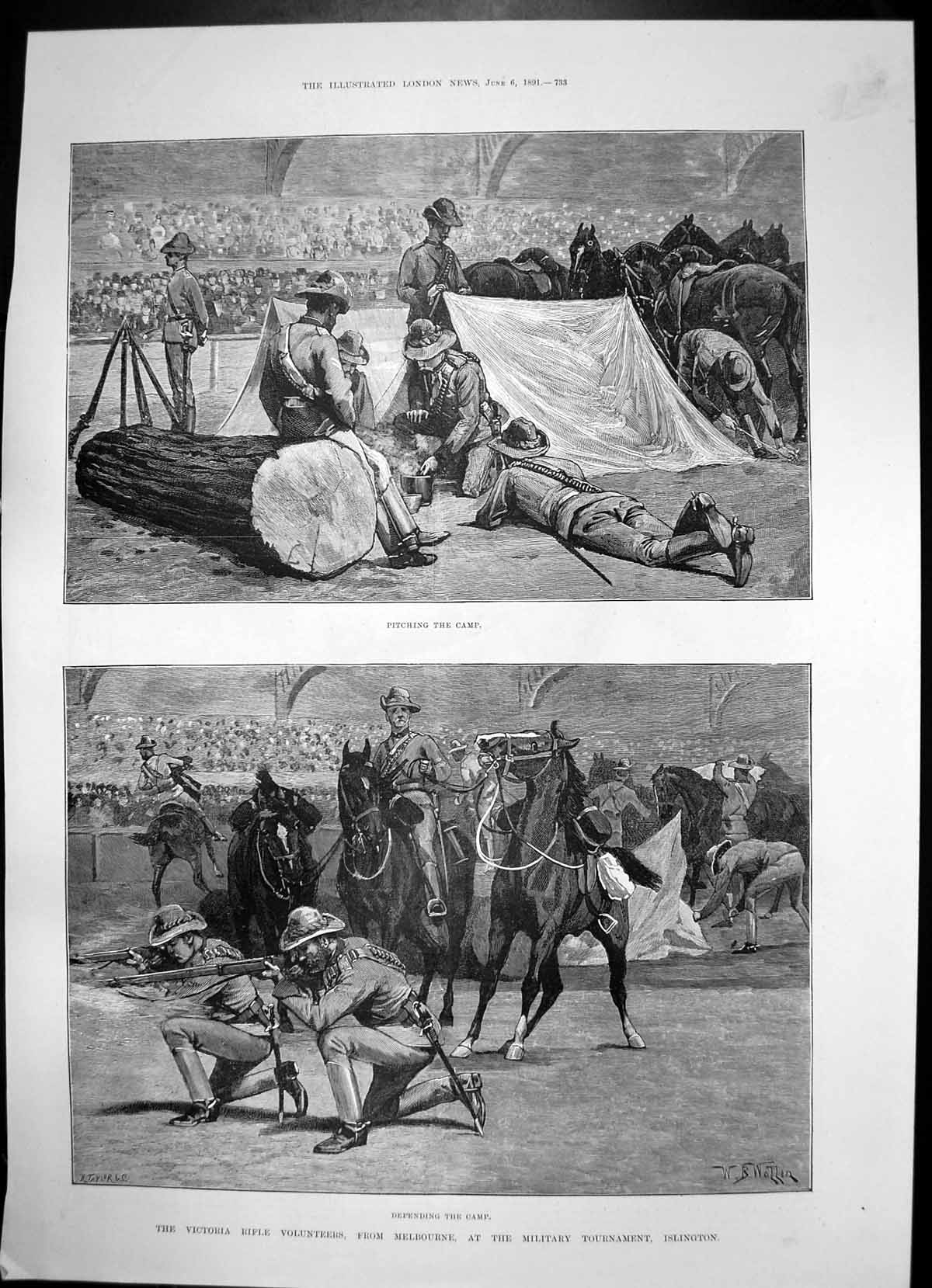 Antique Print Victoria Rifle Volunteers Islington Common Winner Derby 1891 19th