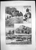 Antique Old Print Mashonaland Banyal Fugitives Grasse Street Fountain 1891 19th