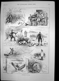 Antique Old Print Duck Shooting Manitoba Yaw Country Officer Stretcher 1889