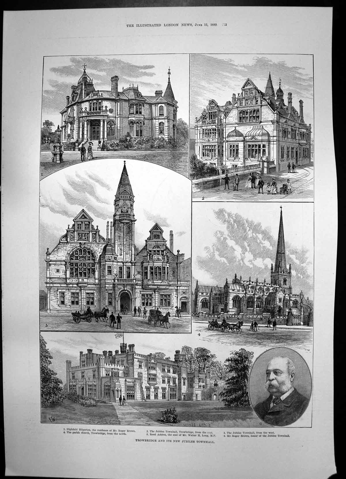 Antique Print Trowbridge Jubilee Townhall Camp Cape Colony Volunteers 1889 19th