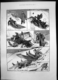 Antique Old Print Tobogganning Surrey F Hornimans Museum Surrey House 1891 19th