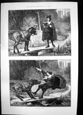 Old Print So Far Yet So Near Donkey Man Bridge Moreton Hall Cheshire1889 19th