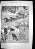 Antique Print Winter Sketches Nova Scotia Entertainment Dock Labourers 1889