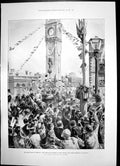 Antique Print Royal Visit Ireland Albert Memorial Belfast Garden Party 1897