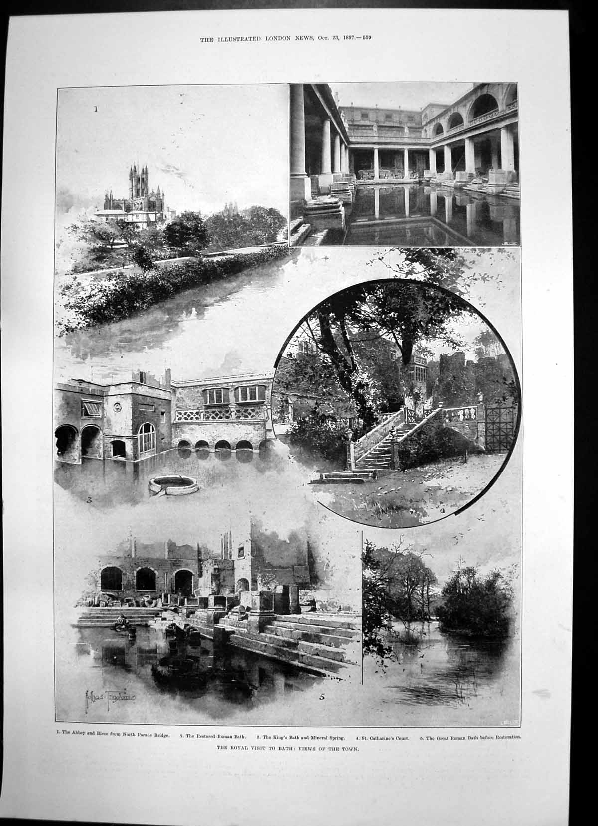 Antique Print Royal Visit Bath Lord Justice Lindley Marquis Waterford 1897 19th