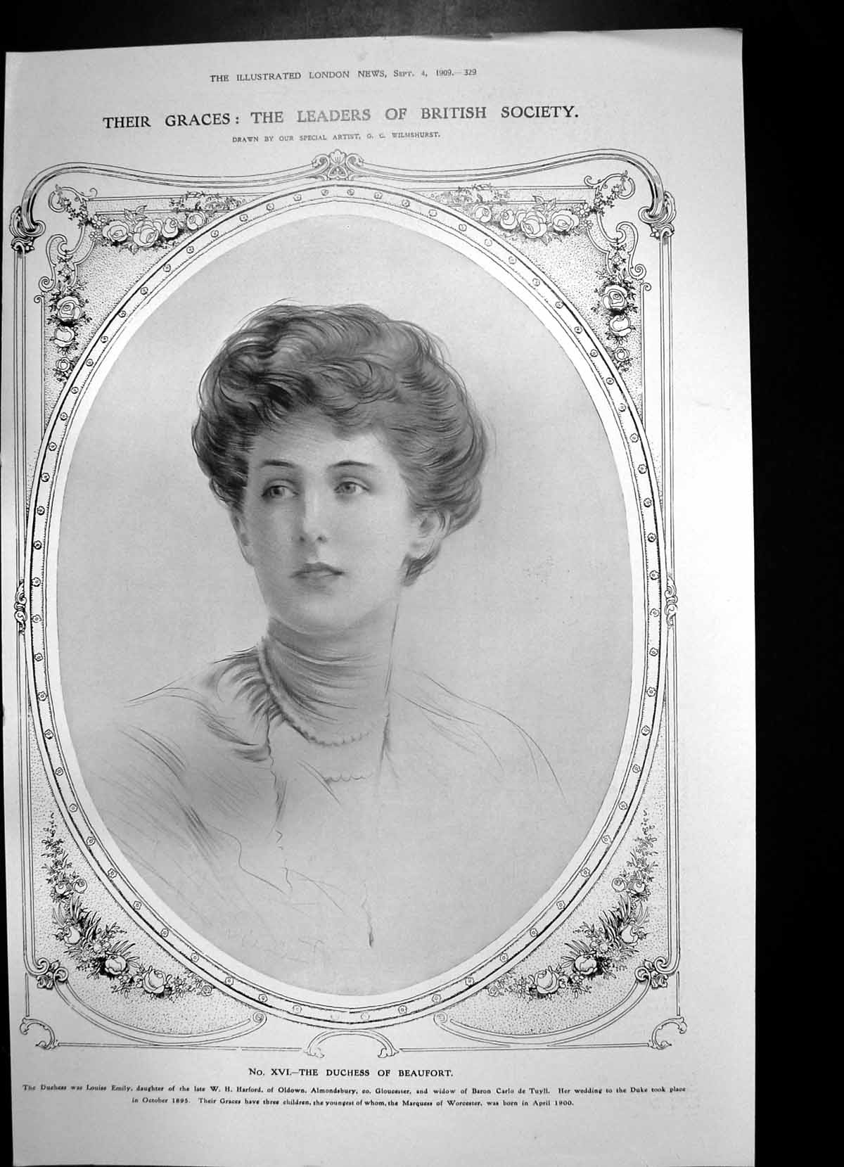 Original Old Antique Print Duchess Beaufort Showing Blanco Posnet Dublin 1909