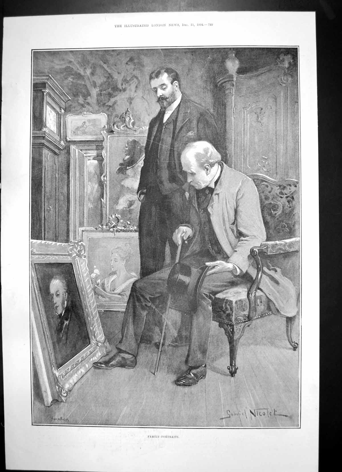 Antique Old Print Family Portraits G Nicolet Duke Duchess Westminster 1894 19th