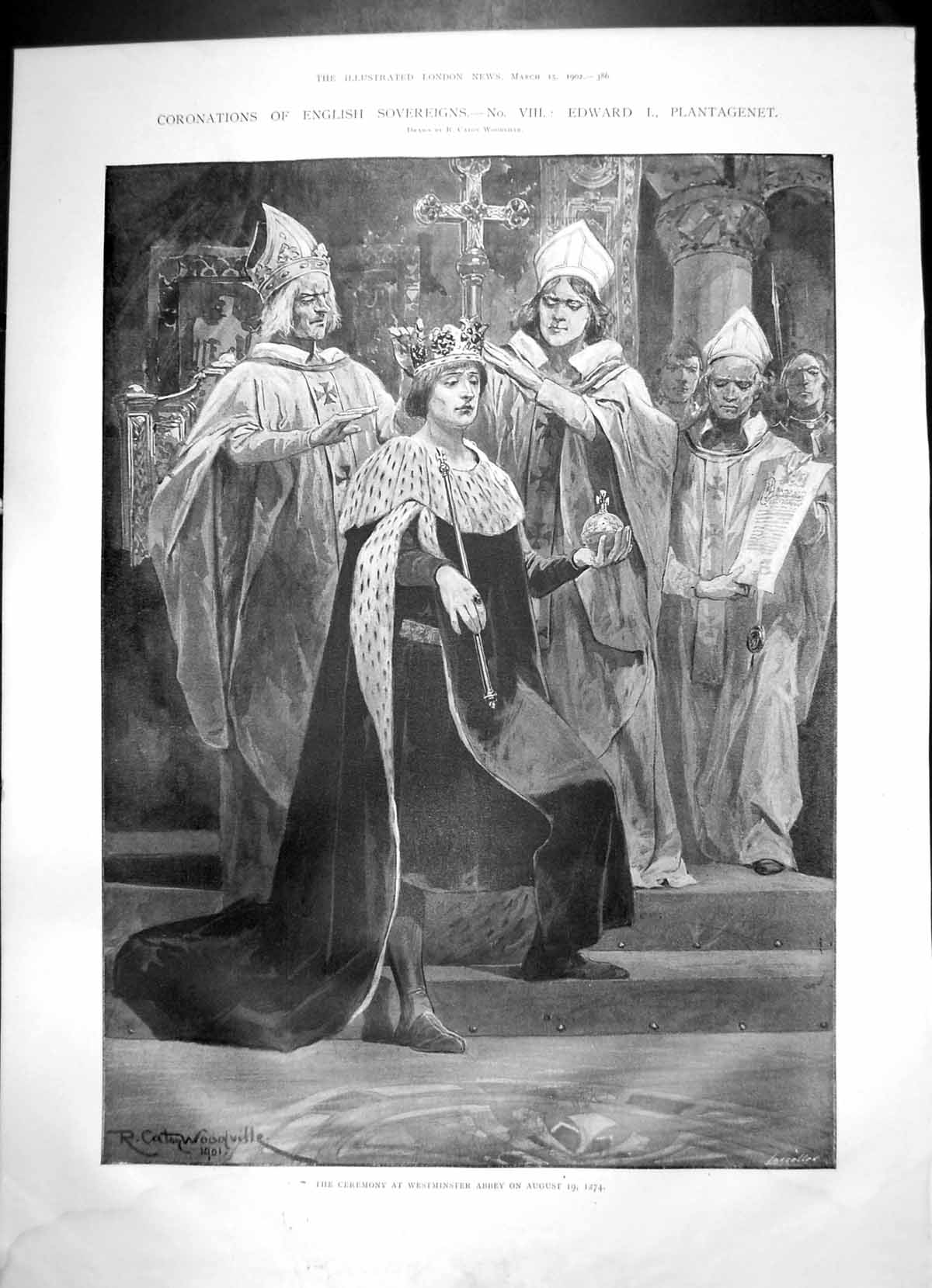 Antique Old Print Coronation EdwardPlantagenet Launch Kaisers Yacht 1902
