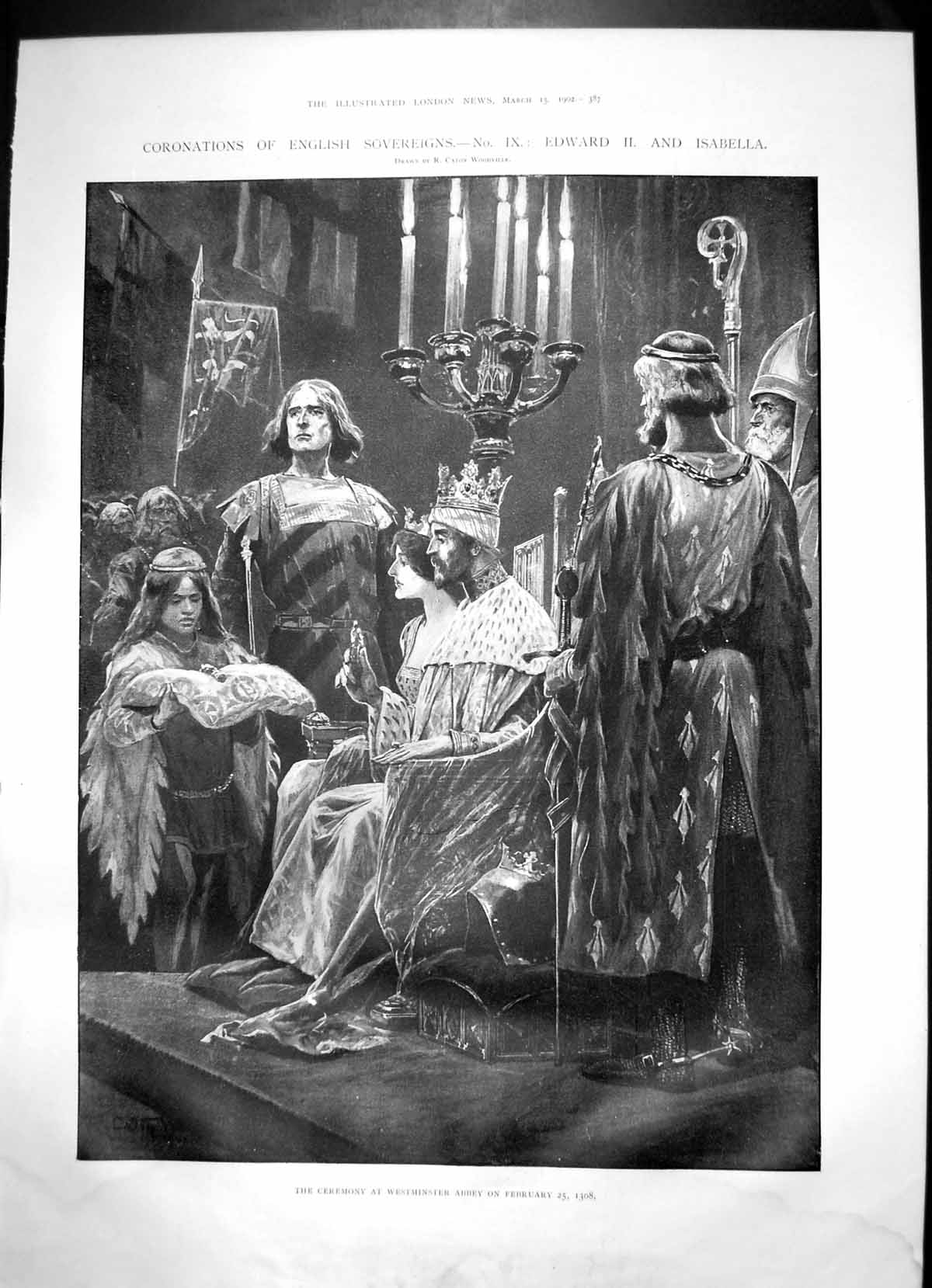 Old Print Coronation Edward 11 Isabella Florentine Poet Alex Cabanel1902