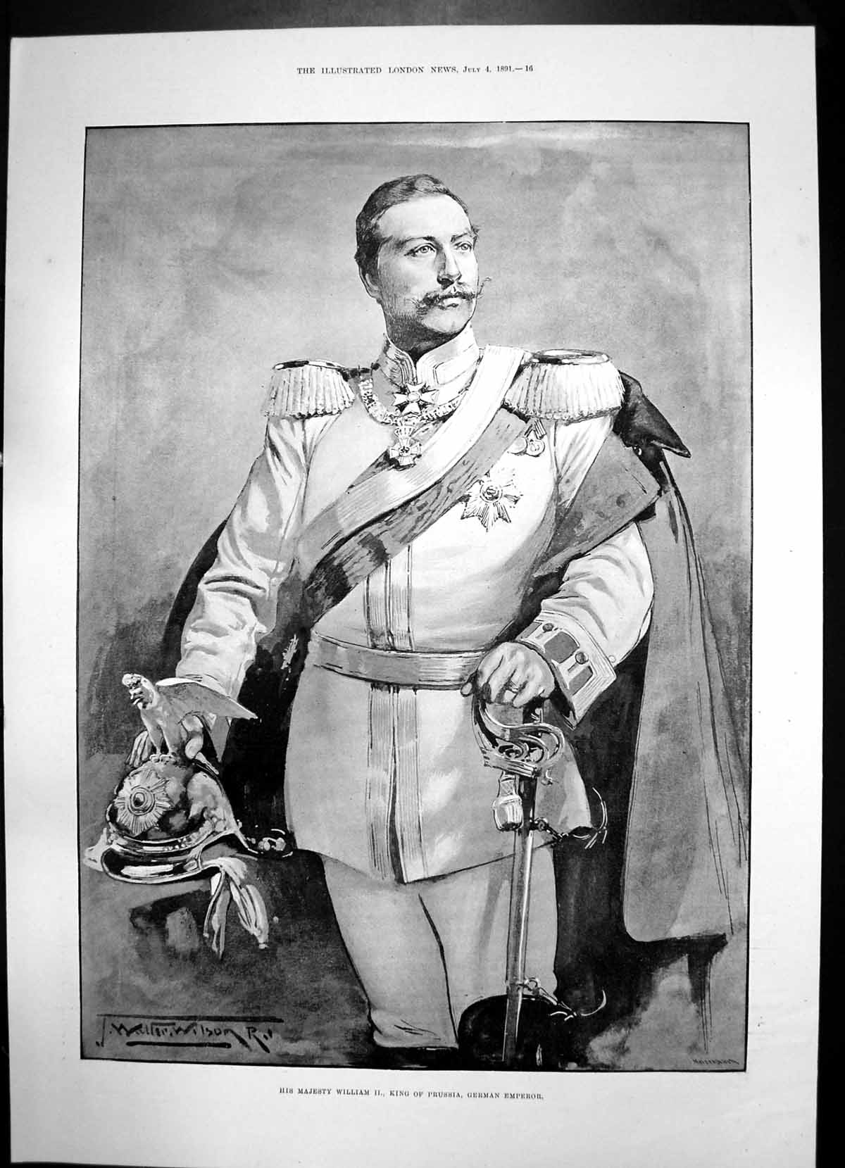 Antique Print William 11 King Prussia Emperor Germany Steam Navigation 1891