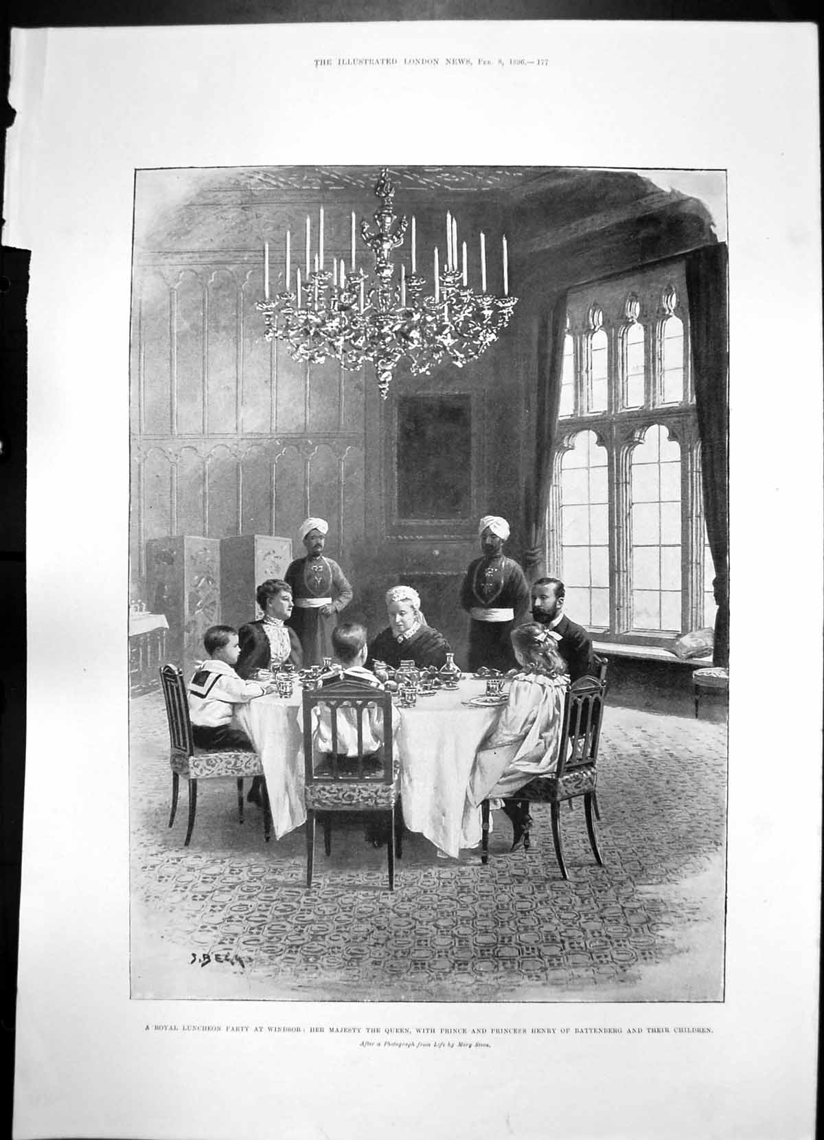 Antique Print Queen Royal Family Battenberg Windsor Cue Murchison Dist 1896