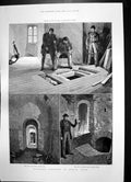 Antique Print Antiquarian Discoveries Windsor Castle Round Tower Plan 1887 19th
