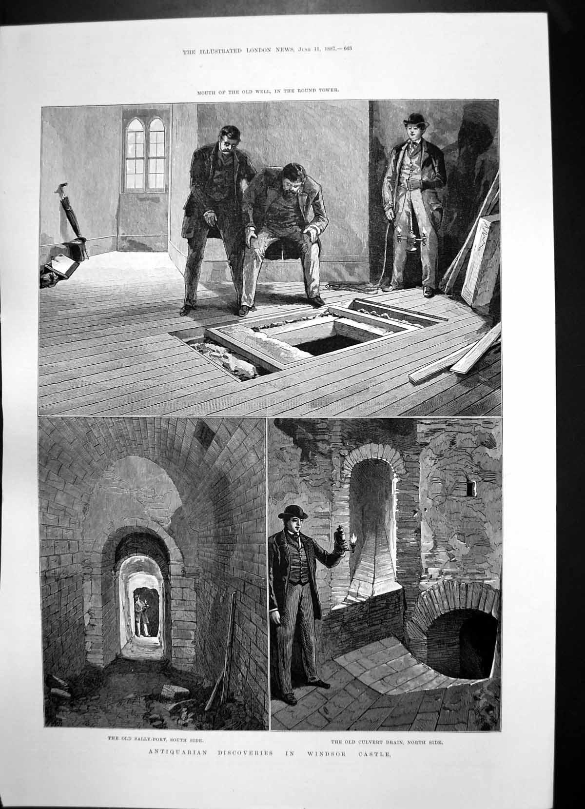 Antique Print Antiquarian Discoveries Windsor Castle Round Tower Plan 1887 19th