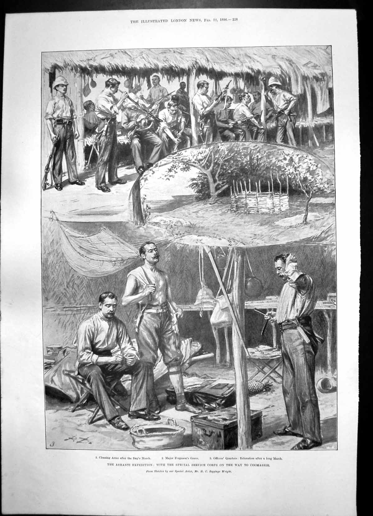 Antique Old Print Ashanti Expedition Special Corps Coomassie Edwin Abbey 1896