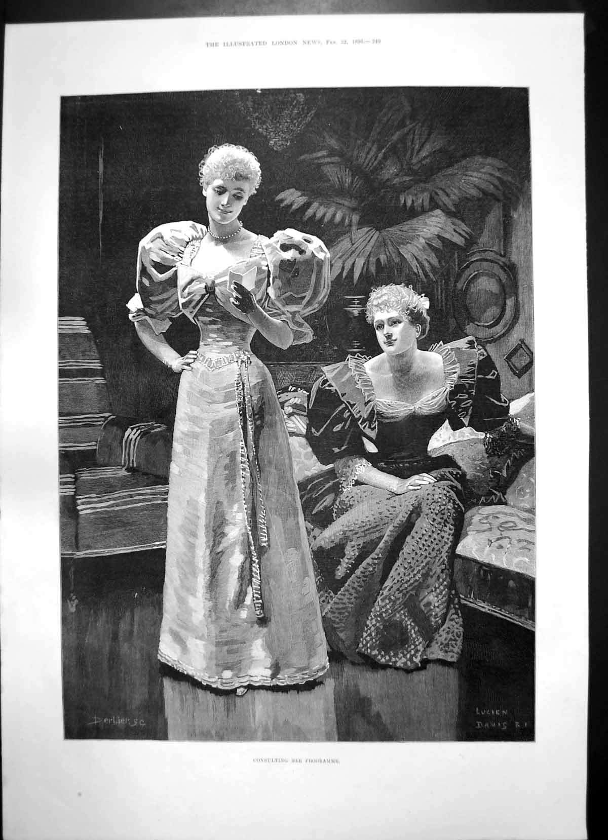 Antique Old Print Consulting ProgrammeLadies Fox Crown Inn Highgate 1896