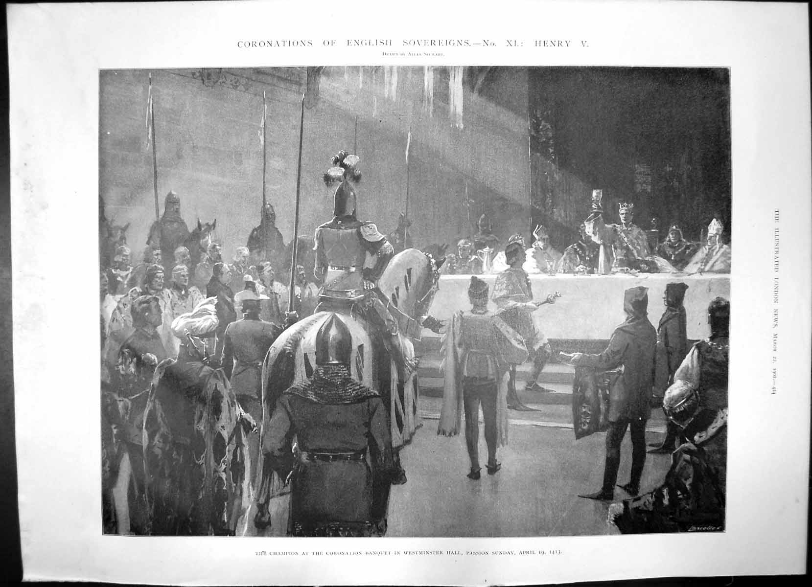 Antique Old Print Coronation Henry V Coronation Edward 111 Westminster 1902