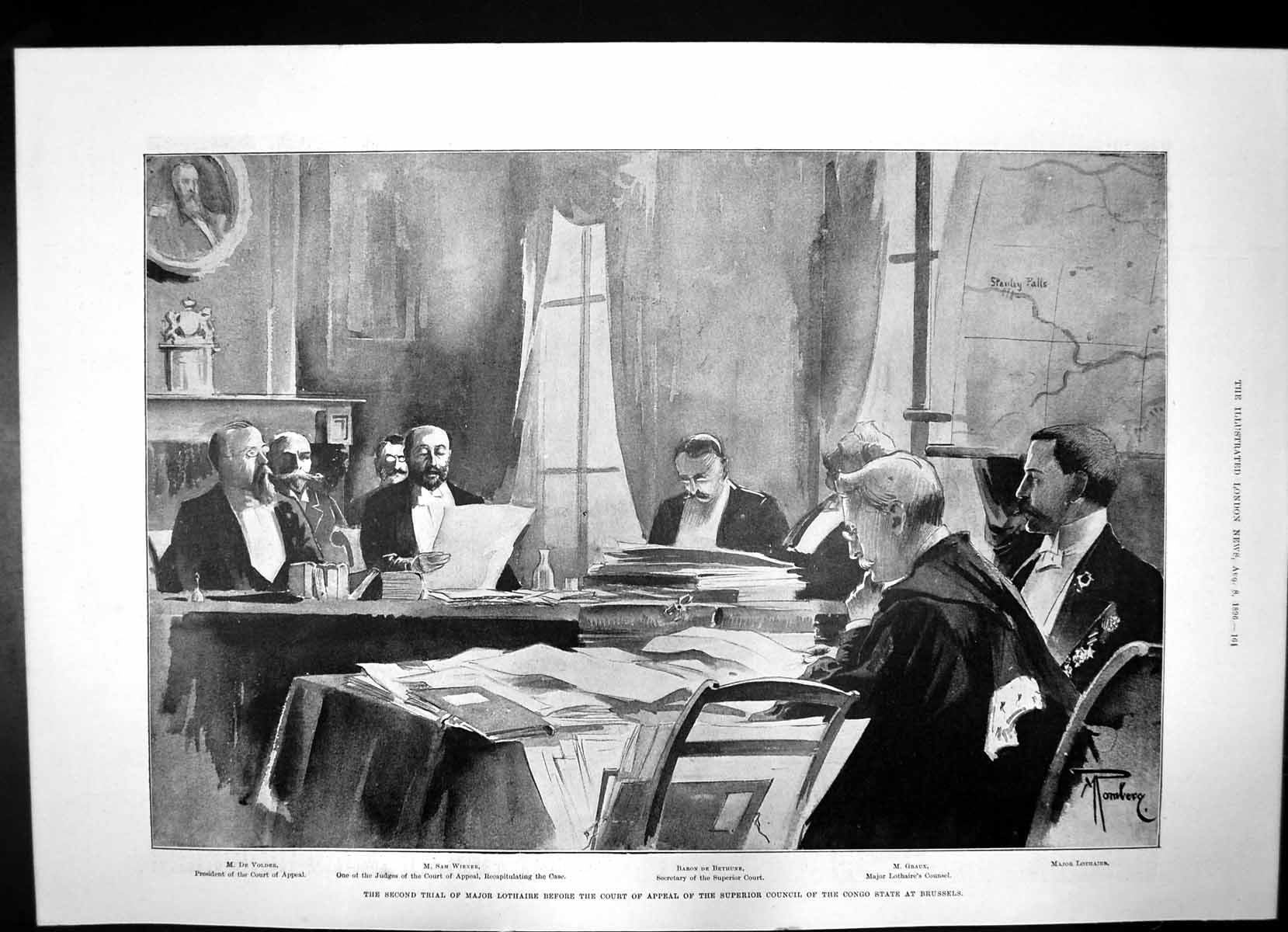 Antique Print Trial Major Lothaire Appeal Congo State Holloway Prison 1896 19th