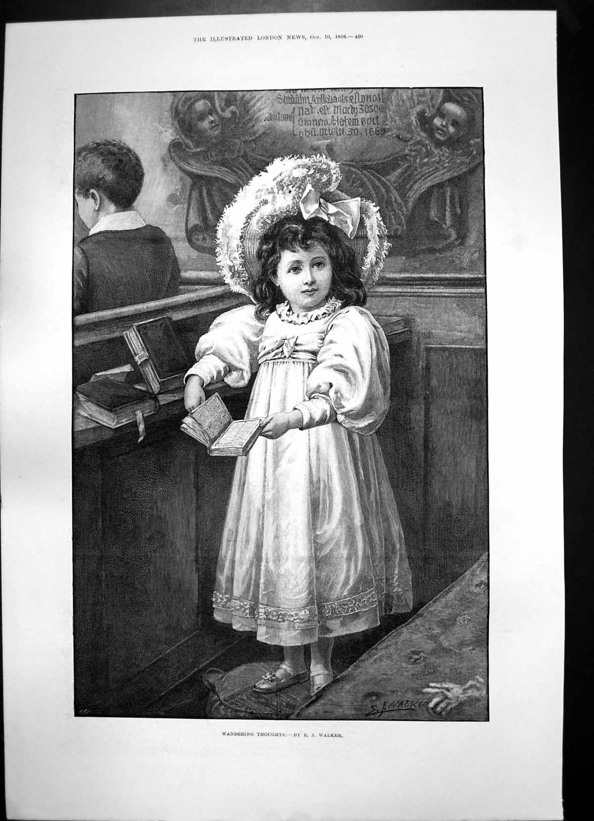 Antique Print Wandering Thoughts Girl Church Military Review Bucharest1896 19th