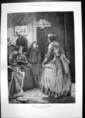 Original Old Antique Print New Step Drawing Room Rehearsal Walking Costume 1896