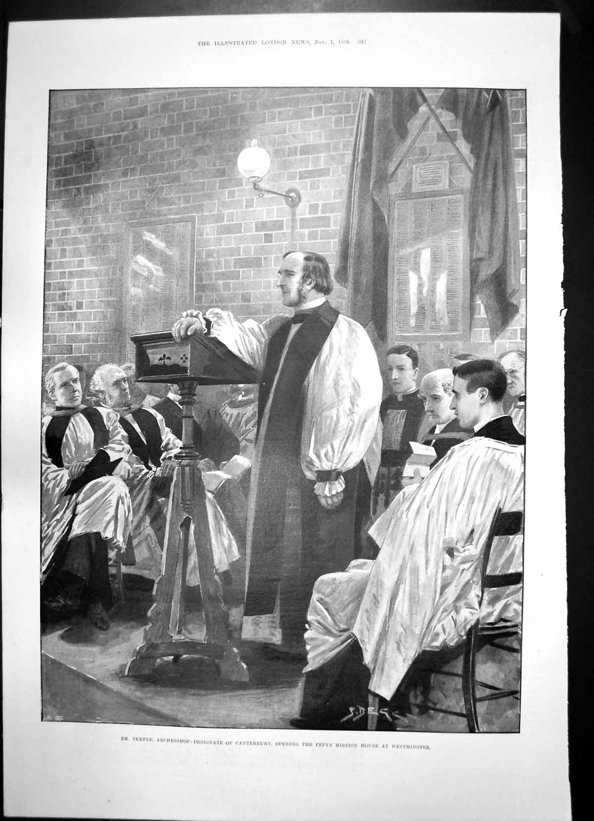 Antique Print Dr Temple Archbishop Designate Canterbury Sheriff Rogers 1896