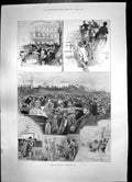 Antique Old Print Inauguration Motor Car Entering Reigate Crowds Watch 1896