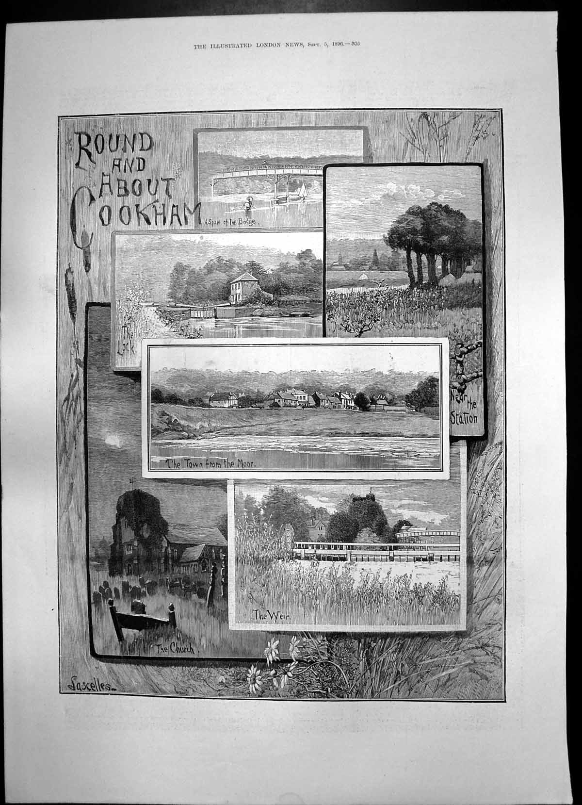 Antique Print Cookham Church Weir Visit Czar Czarina Breslau Town Hall 1896