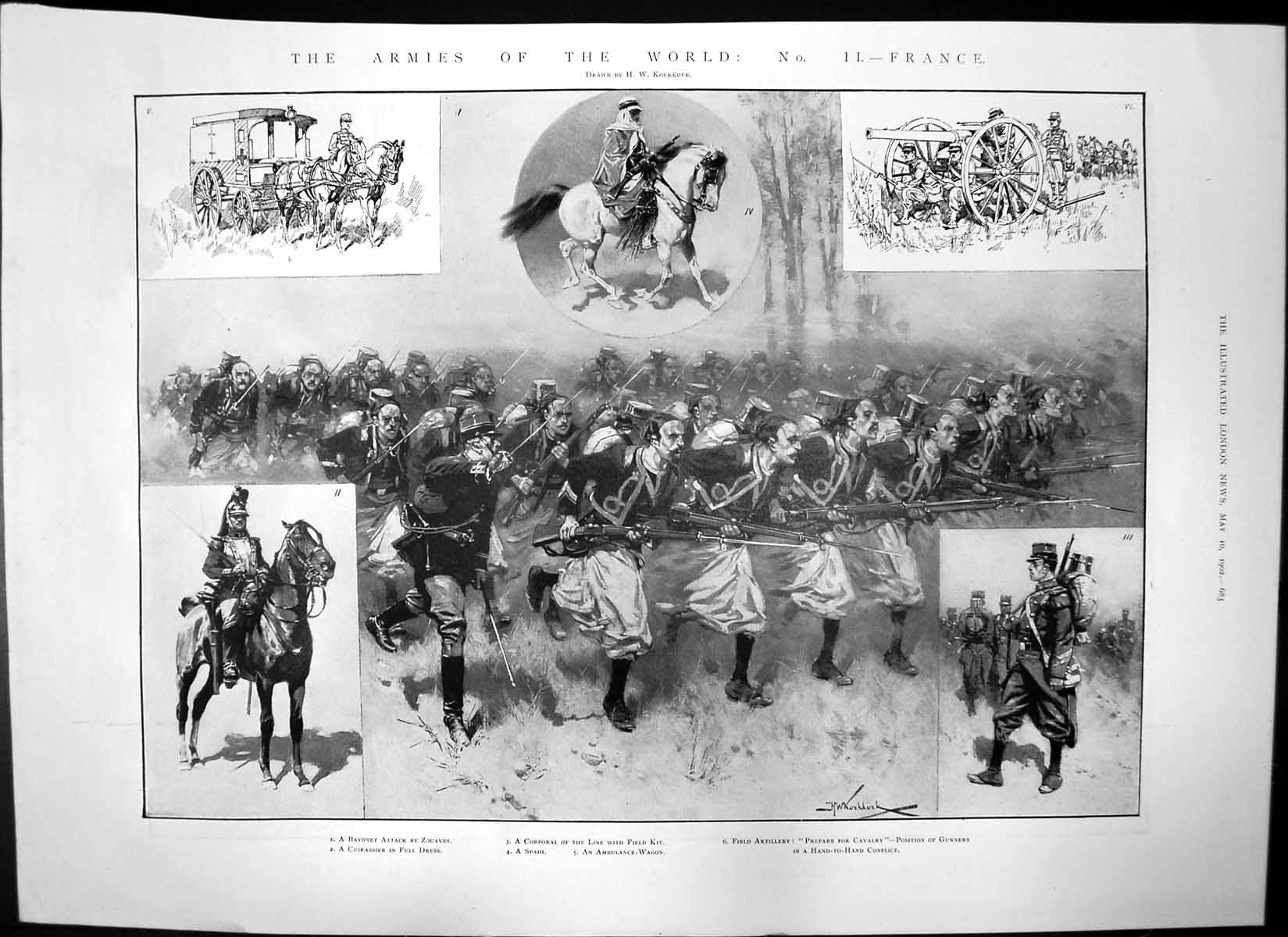 Antique Old Print Frence Army Sale Dunn-Gardner Collection Silver Plate 1902
