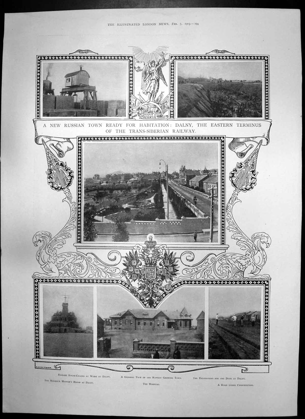 Antique Print Russian Town Dalny Celebrations German Emperor Birthday 1903 20th