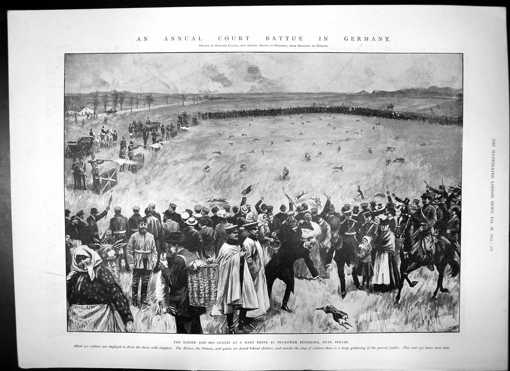 Old Print Kaiser Hare Drive Berlin Great Fire Glasgow Docks Oil Yard 1903 20th