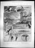Antique Old Print Great Gale Tempest Clyde Morecambe Plymouth Holyhead 1903