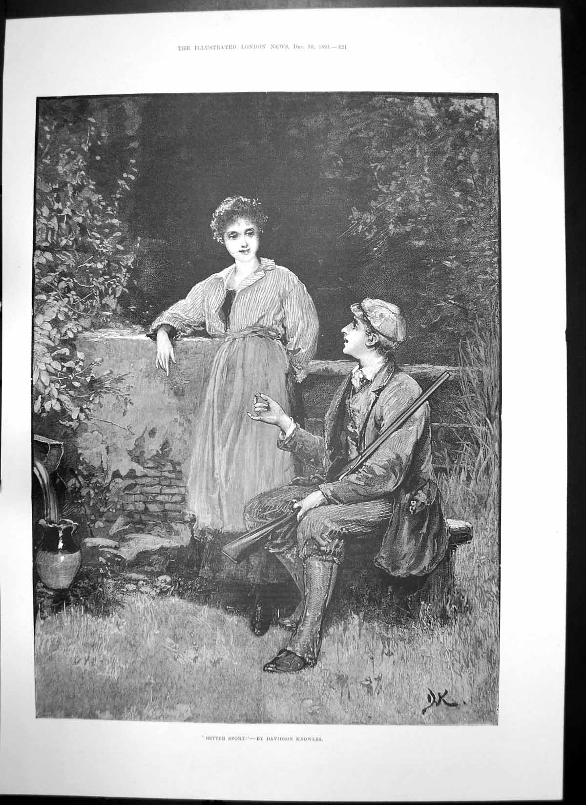 Old Print Better Sport Young Couple Gun Sir Clare Ford Philip Currie 1893 19th