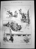 Old Antique Print Rochester Cathedral Burnham Thorpe Church Nelson 1893 19th