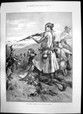 Antique Old Print Riff Tribesmen Spanish Troops Melilla Henry West Q C 1893