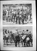 Antique Old Print Major Kitchener Guides Korti Fatigue Party Black Watch 1885