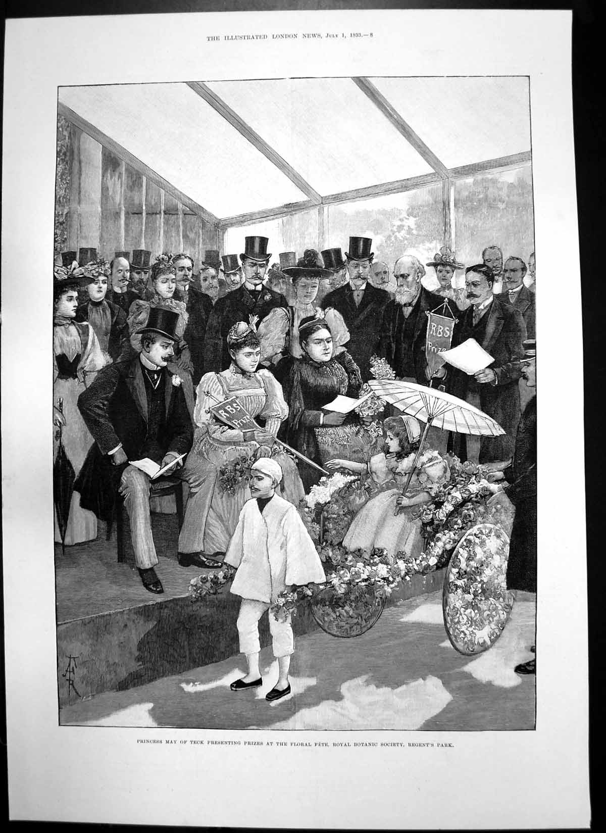 Antique Print Princess May Teck Prizes Floral Fete Late Lord Calthorpe 1893