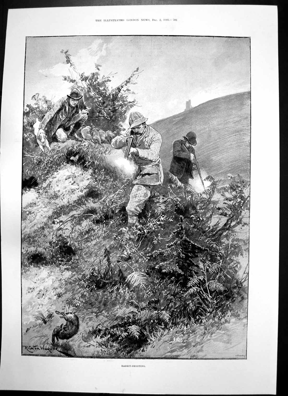 Antique Print Rabbit Shooting St Brides Foundation Institute Fleet St 1893 19th