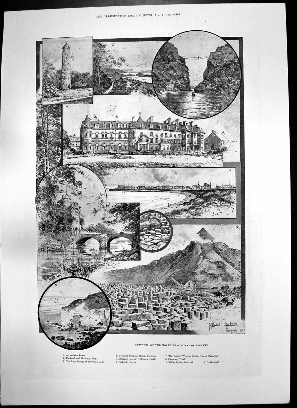 Old Print North West Ireland Giants Causeway Chinese Tragedy Sketch 1893 19th
