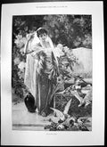 Antique Old Print Life Harem Kate Macdonald Harp Mod Oban Lord Campbell 1893