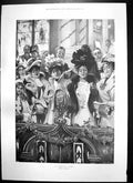 Antique Old Print Christmas Hymn Church Edward Lloyd Maj Gen R Clements 1900