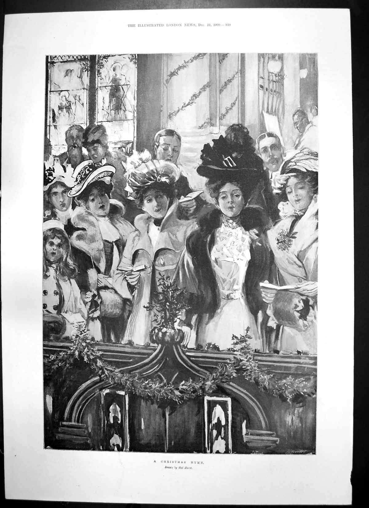 Antique Old Print Christmas Hymn Church Edward Lloyd Maj Gen R Clements 1900