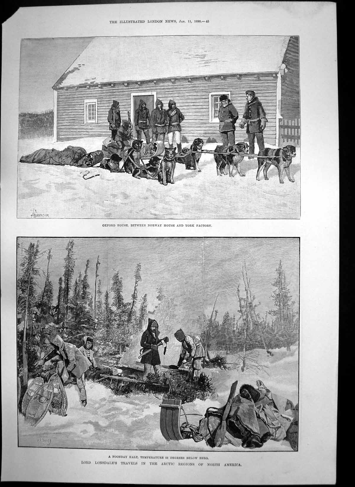 Antique Old Print Lord Lonsdales Travels Arctic North America Esquimaux 1890