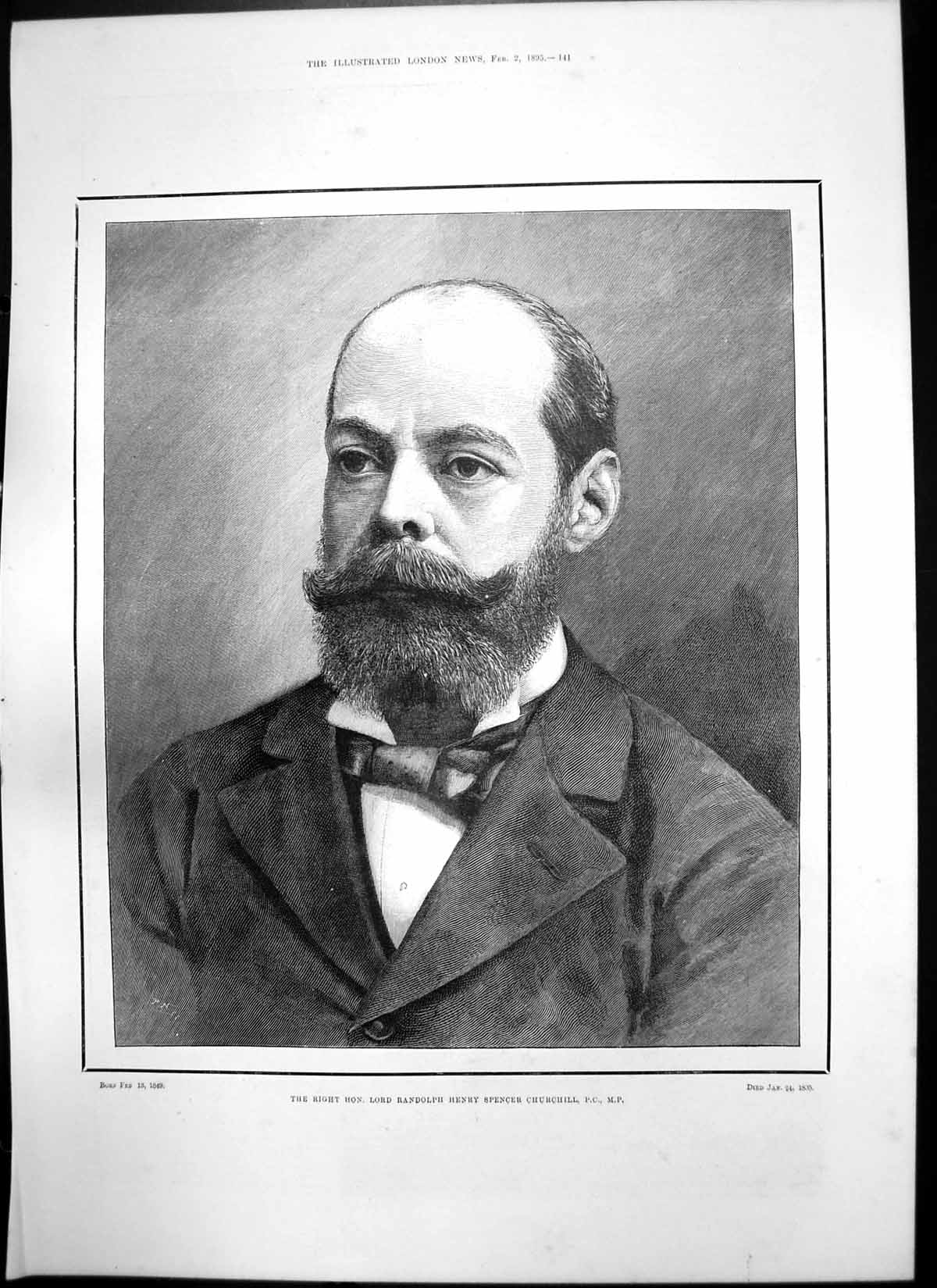 Old Print Lorf Randolph Churchill Saenz Pena Ex President Argentina 1895 19th
