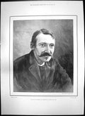 Antique Old Print Robert Louis Stevenson Poet Hms Blenheim John Thompson 1894