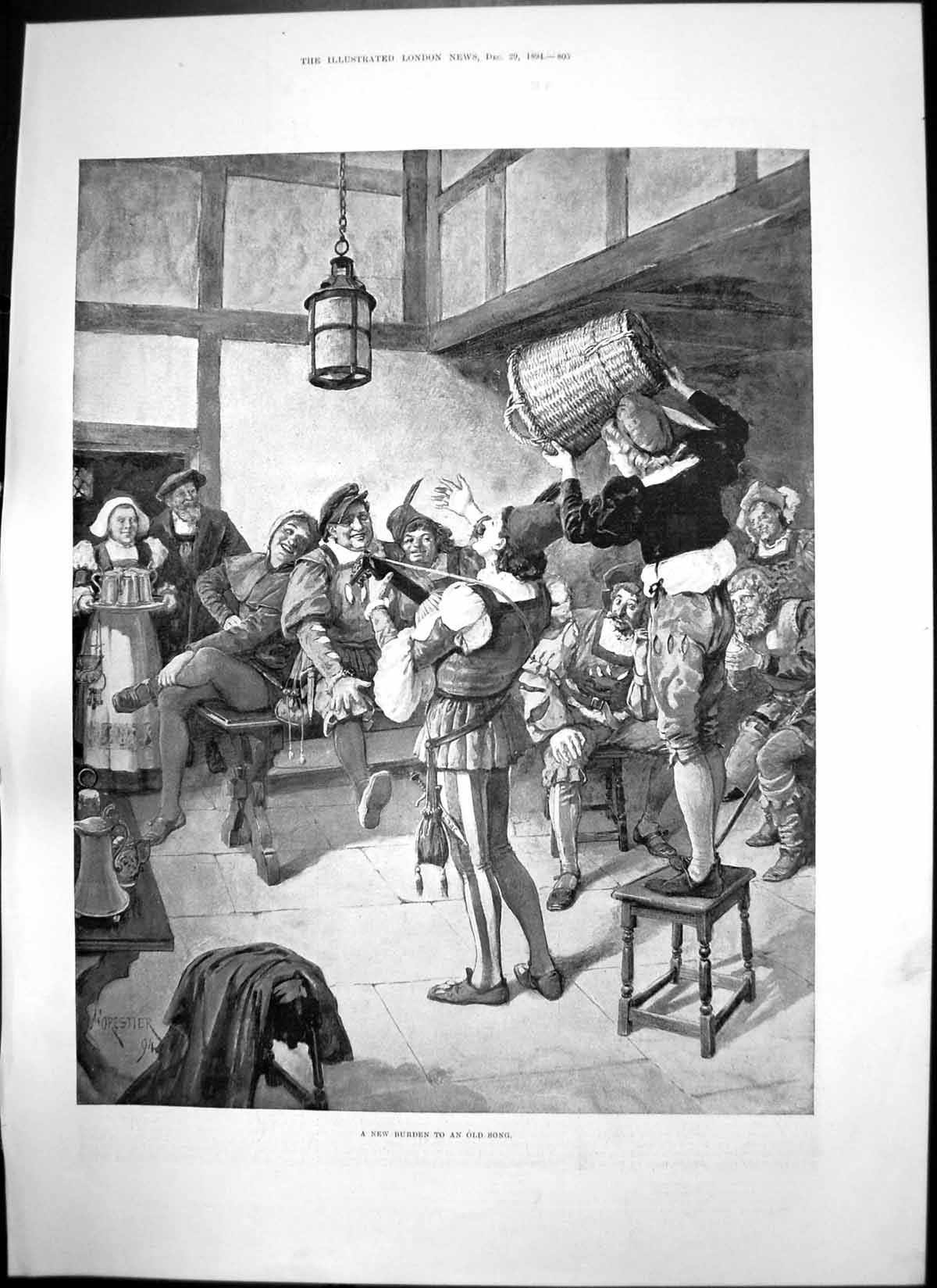 Old Antique Print New Burden Song M Brisson Sir Edmund Lechmere Mp 1894 19th