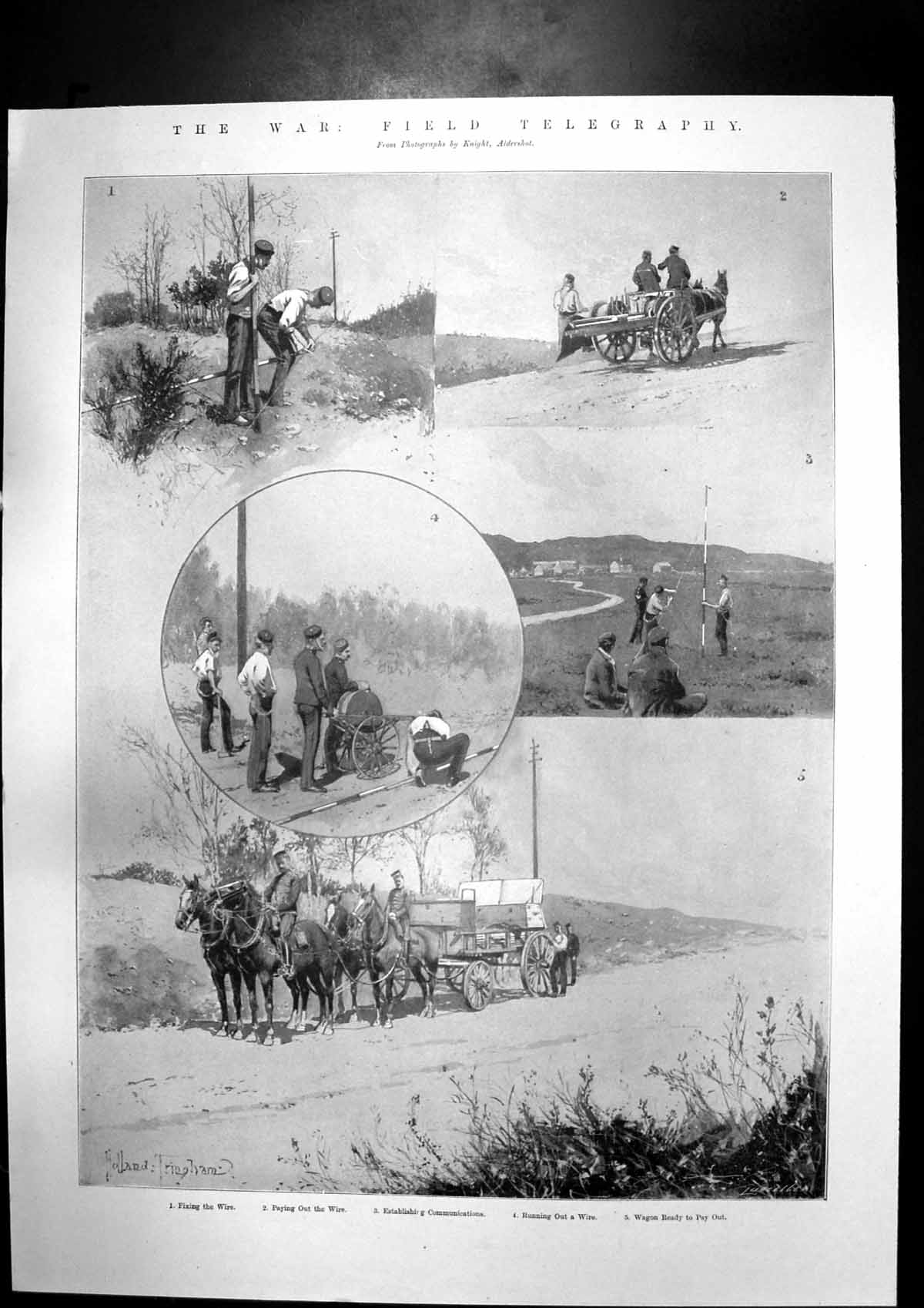 Antique Old Print War Field Telegraphy Boers Looting British Store Train 1900